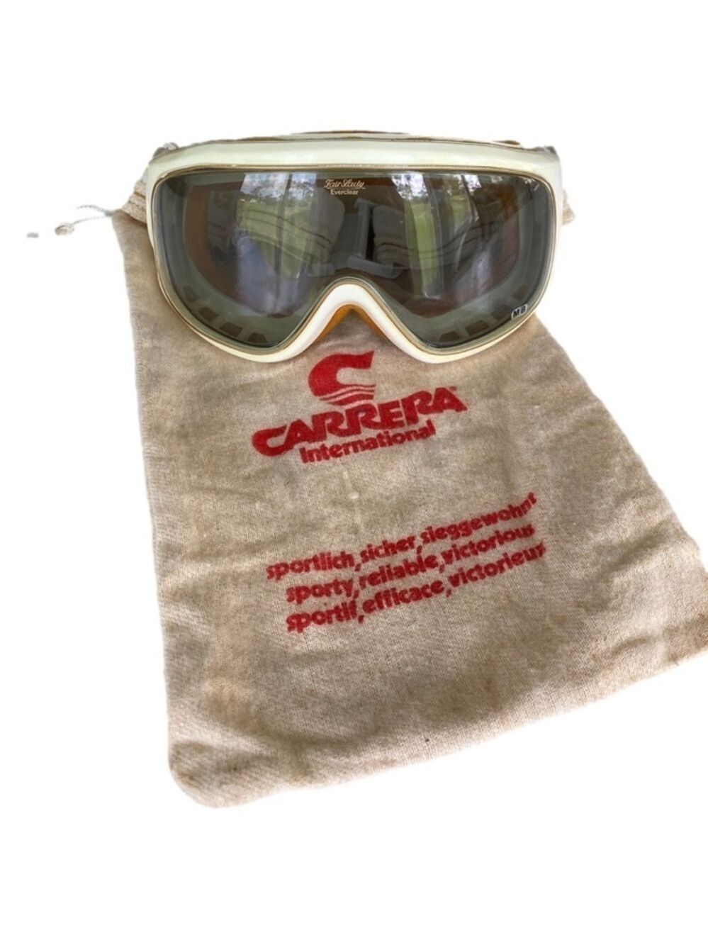 VINTAGE Carrera Ski Goggles + Bag Fair Lady Everclear Adjustable Model 5038 OS